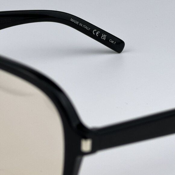 NEW Saint Laurent SL545 001 Black Light Yellow Pilot Unisex Sunglasses - Picture 13 of 15